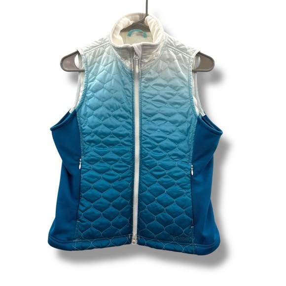 L.L. Bean Quilted Zip Puffer Vest Women’s Size Small Blue White Sleeveless - Picture 1 of 10